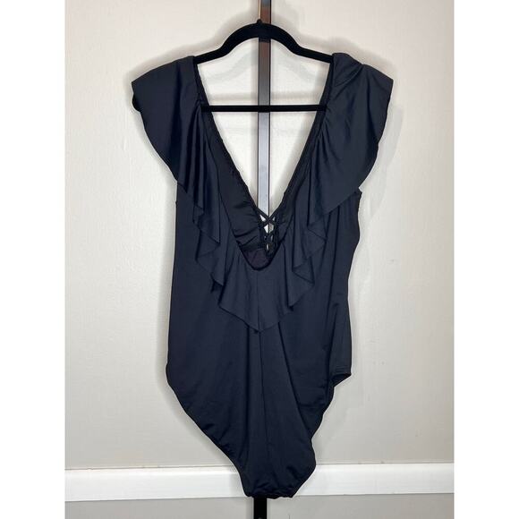 La Blanca Island Goddess Ruffle Plunge One Piece - Size 16 NEW - Picture 6 of 11
